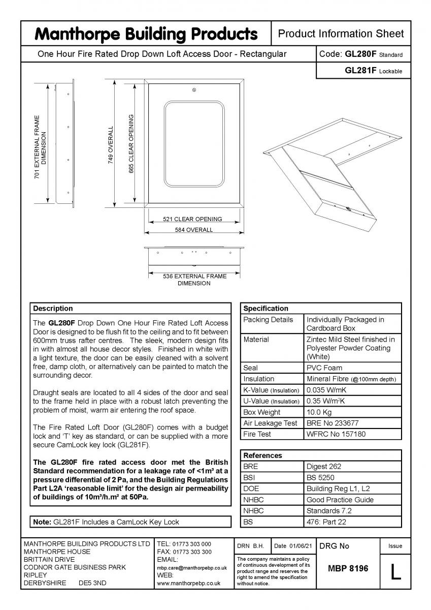 GL280F Production Information Sheet