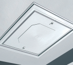 White push-up loft hatch installed in a white painted ceiling