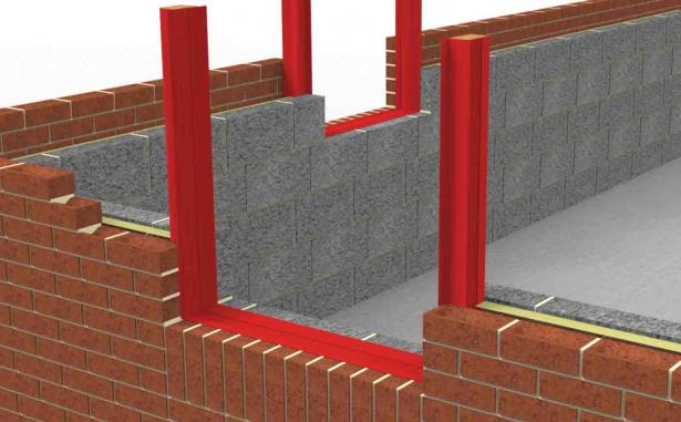 Vertical and horizontal REDSHIELD Cavity Barriers installed around a window opening
