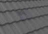 Slate Grey, PVCu in-line castellated (with grooves on upper face) tile vent installed on roof